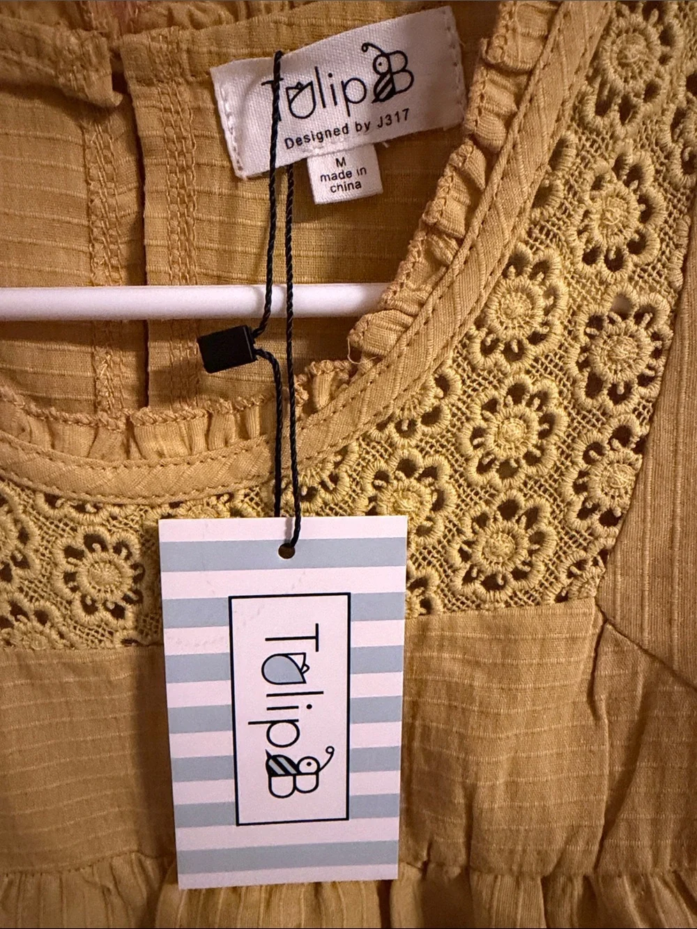 Tulip B Lace-Yoke Sleeveless Camisole in Mustard - Picture 2 of 4